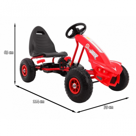 Kart cu pedale si roti gonflabile, varsta 3 ani+, 114x59x63 cm, Gokart CHAMPION - Rosu [1]