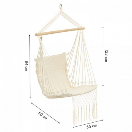 Leagan Suspendat Pentru Interior/exterior, Cu Spatar, Cuib De Barza, 120 kg, GW-923, Alb [6]