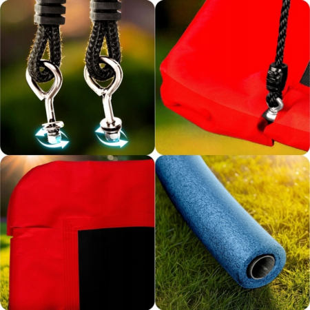 Leagan tip cuib pentru copii, dreptunghiular XXL, 110 x 70 cm, 150 kg, Neo-Sport 110501, Rosu [4]