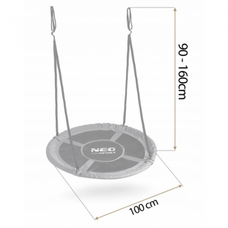Leagan tip cuib pentru copii XXL, 100 cm, 150 kg, Neo-Sport 110301, Gri [7]