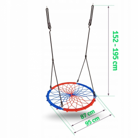 Leagan tip cuib pentru copii XXL, 95 cm, 150 kg, Neo-Sport 1070, Rosu Albastru [5]