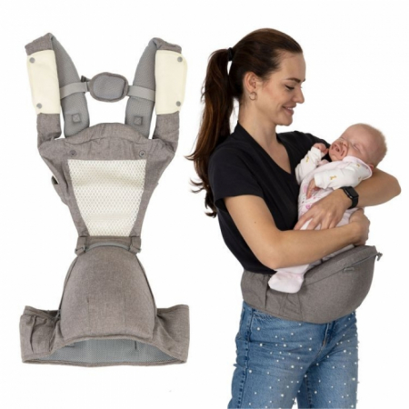 Marsupii si Hamuri - Marsupiu multifunctional pentru copii, 0-35 luni, Ecotoys J-BC1601 - Gri
