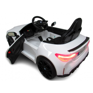Masinuta electrica cu telecomanda BMW M4, 110x70x50 cm, varsta 1-5 ani, roti EVA, scaun din piele ECO, putere 90W - Alb [4]