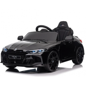 Jucarii exterior - Masinuta electrica cu telecomanda BMW M4, 110x70x50 cm, varsta 1-5 ani, roti EVA, scaun din piele ECO, putere 90W - Negru