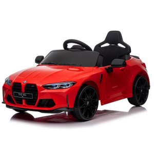 Jucarii exterior - Masinuta electrica cu telecomanda BMW M4, 110x70x50 cm, varsta 1-5 ani, roti EVA, scaun din piele ECO, putere 90W - Rosu