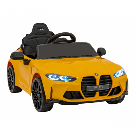 Masinuta electrica cu telecomanda BMW M4, roti EVA, scaun tapitat, 112x71x46 cm, putere 70W - Galben [15]
