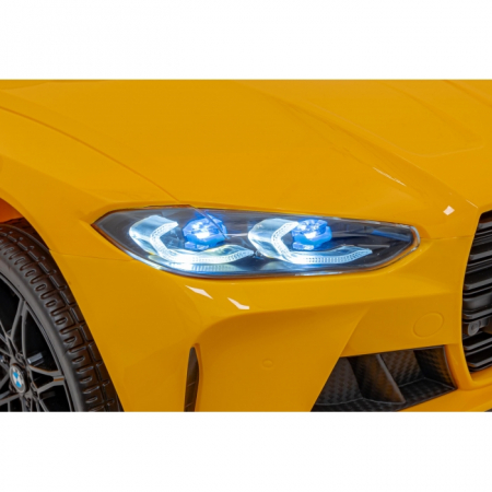 Masinuta electrica cu telecomanda BMW M4, roti EVA, scaun tapitat, 112x71x46 cm, putere 70W - Galben [6]