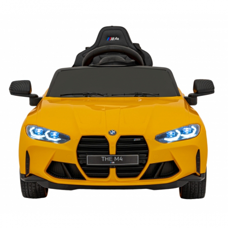 Masinuta electrica cu telecomanda BMW M4, roti EVA, scaun tapitat, 112x71x46 cm, putere 70W - Galben [16]