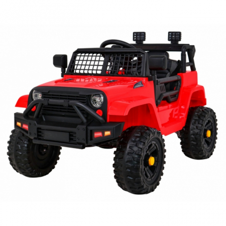 1 IUNIE - Masinuta electrica cu telecomanda JEEP DARK NIGHT, roti EVA, scaun tapitat, 100x67x59 cm, putere 70W - Rosu