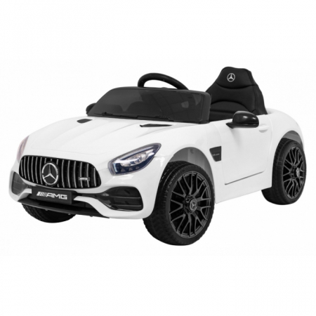 1 IUNIE - Masinuta electrica cu telecomanda MERCEDES BENZ GT, roti EVA, scaun tapitat, 108x68x48 cm, putere 70W - Alb