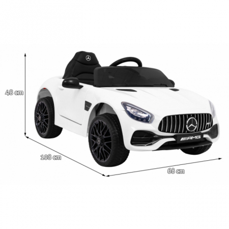 Masinuta electrica cu telecomanda MERCEDES BENZ GT, roti EVA, scaun tapitat, 108x68x48 cm, putere 70W - Alb [1]