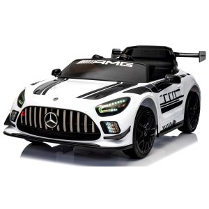 Jucarii exterior - Masinuta electrica cu telecomanda MERCEDES GT3 EVO, 114x69x45 cm, varsta 1-5 ani, roti EVA, scaun din piele ECO, putere 90W - Alb