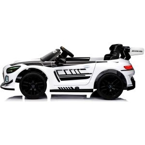 Masinuta electrica cu telecomanda MERCEDES GT3 EVO, 114x69x45 cm, varsta 1-5 ani, roti EVA, scaun din piele ECO, putere 90W - Alb [3]