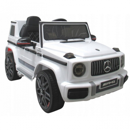 Masinuta electrica cu telecomanda, roti EVA, scaun piele Mercedes G63 - Alb [1]