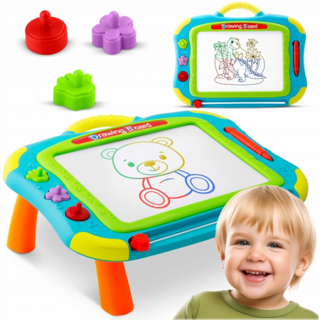 Masuta cu tabla magnetica pentru desenat cu accesorii incluse Ricokids 772201 - Albastru [6]