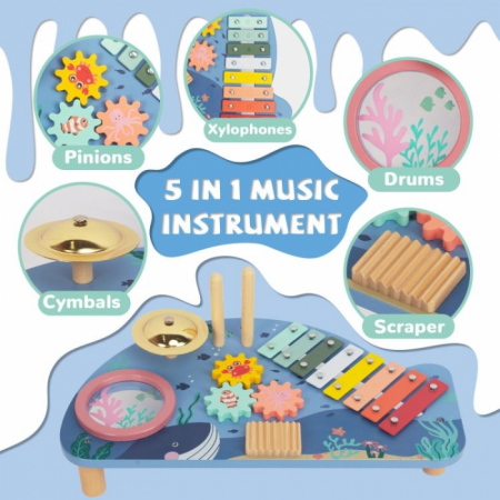 Masuta din lemn cu instrumente muzicale Ecotoys TL204013 [6]