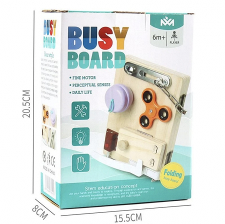 Jucarii Motrice si Senzoriale - Mini Placa activitati Busy Board pliabila