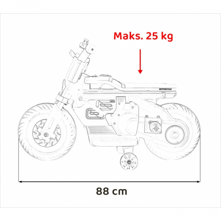 Motocicleta electrica Future QLS-805, roti din plastic + 2 roti ajutatoare, 88x46x56 cm, putere 25W - Alb [3]