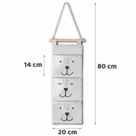 Organizator textil de perete cu 3 compartimente Nukido NK-403 - Gri [3]