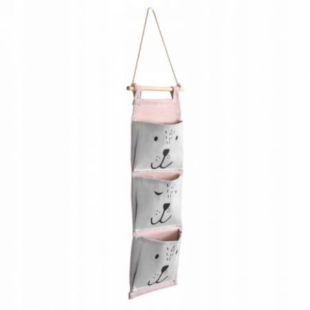 Organizator textil de perete cu 3 compartimente Nukido NK-403 - Roz [2]