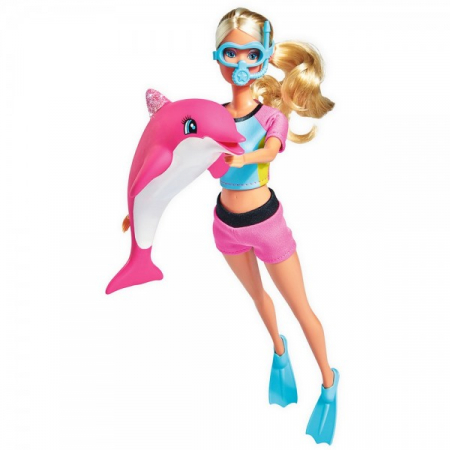 Papusi si Accesorii - Papusa Simba Steffi Love Dolphin Fun 29 cm cu delfin si accesorii
