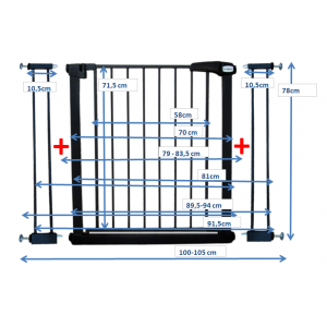 Poarta de siguranta din metal 79-105 cm R-Sport S2 - Negru [2]