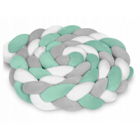 Protectii patut - Protectie laterala pentru patut, impletita, 2 m, Ricokids 722002 - Mint