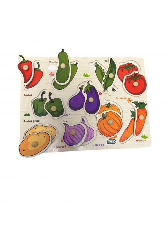 Jucarii Copii - Puzzle Incastru din lemn in limba romana, Legume