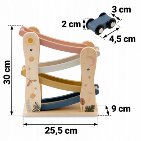 Rampa din lemn cu 4 masinute incluse, 25.5 x 9 x 30 cm, Nukido NK-855 [4]