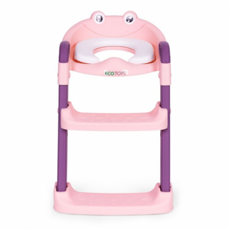 Reductor toaleta cu scara pentru copii Ecotoys PP8001 - Roz [2]