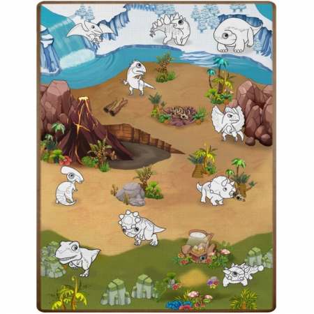 Covor de Joaca - Salteluta de joaca 120 x 92 x 0.3 cm Ricokids RK-343 - Dino