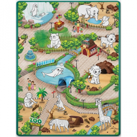 Covor de Joaca - Salteluta de joaca 120 x 92 x 0.3 cm Ricokids RK-343 - Zoo