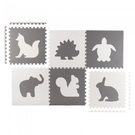 Covor de Joaca - Salteluta de joaca 180 x 120 cm cu animalute 6 bucati Ricokids 7491 - Gri