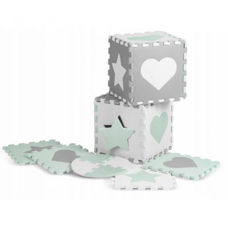 Salteluta de joaca tip puzzle cu 16 elemente pentru copii, 151 x 151 cm, Ricokids 738100 - Mint [6]