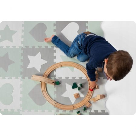 Salteluta de joaca tip puzzle cu 16 elemente pentru copii, 151 x 151 cm, Ricokids 738100 - Mint [2]