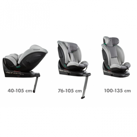 Scaun auto cu ISOFIX Kidwell GoCar, grupa 40-135 cm, i-Size, omologare R129 - Gri [4]