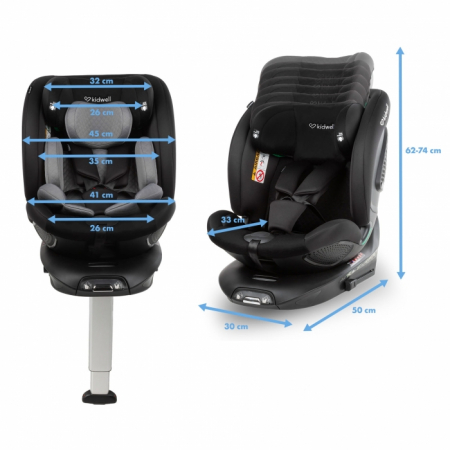 Scaun auto cu ISOFIX Kidwell GoCar, grupa 40-135 cm, i-Size, omologare R129 - Negru-Gri [6]