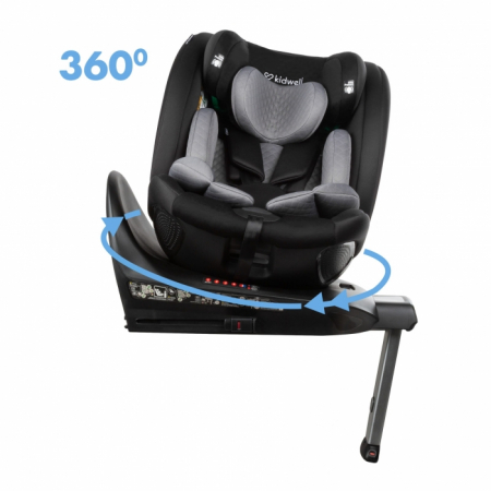 Scaun auto cu ISOFIX Kidwell GoCar, grupa 40-135 cm, i-Size, omologare R129 - Negru-Gri [7]