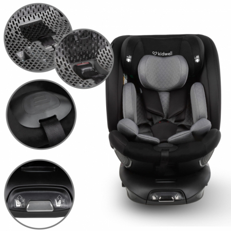 Scaun auto cu ISOFIX Kidwell GoCar, grupa 40-135 cm, i-Size, omologare R129 - Negru-Gri [13]