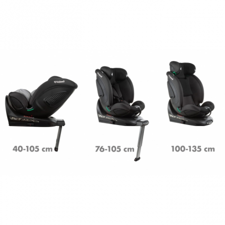 Scaun auto cu ISOFIX Kidwell GoCar, grupa 40-135 cm, i-Size, omologare R129 - Negru-Gri [4]
