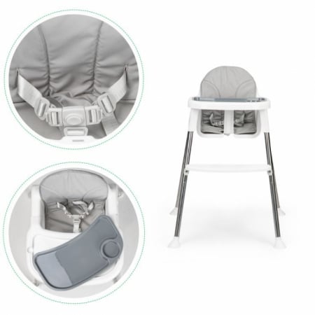 Scaun de masa 2 in 1 cu tapiterie Ecotoys HC-135C - Alb [4]