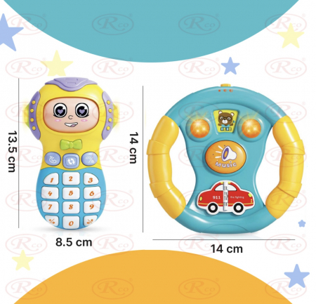 Set 2 Jucarii interactive bebe Telefon Volan cu lumini si sunete [4]