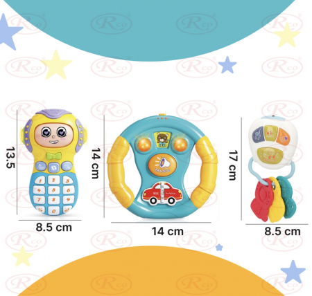 Set 3 Jucarii interactive bebe Volan Telefon si Chei cu lumini [4]