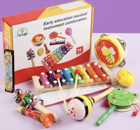 Set 8 instrumente muzicale din lemn pentru copii, 3 ani+ [3]