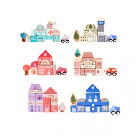 Set cuburi de constructii creative Ecotoys HM015220, din lemn, 115 blocuri [2]