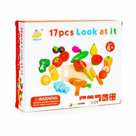 Set de fructe si legume din lemn, 17 elemente, Ecotoys HC590048 [4]