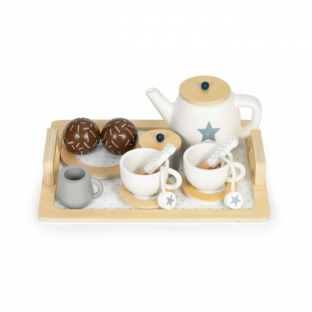 Set din lemn pentru a servi ceaiul, 17 elemente, Ecotoys W10B318 [1]