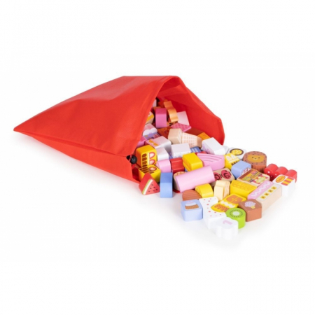 Set educational cu blocuri din lemn, 116 piese, Candy City Ecotoys ME433 [3]