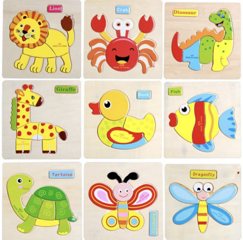 Set 5 mini Puzzle din lemn pentru copii model clasic [2]