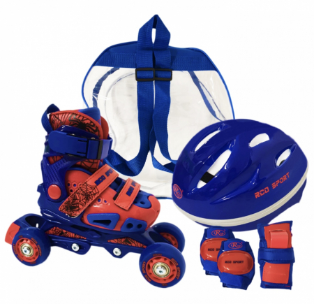 Role - Set Role Reglabile Copii, 4 roti, Cotiere, Casca de protectie